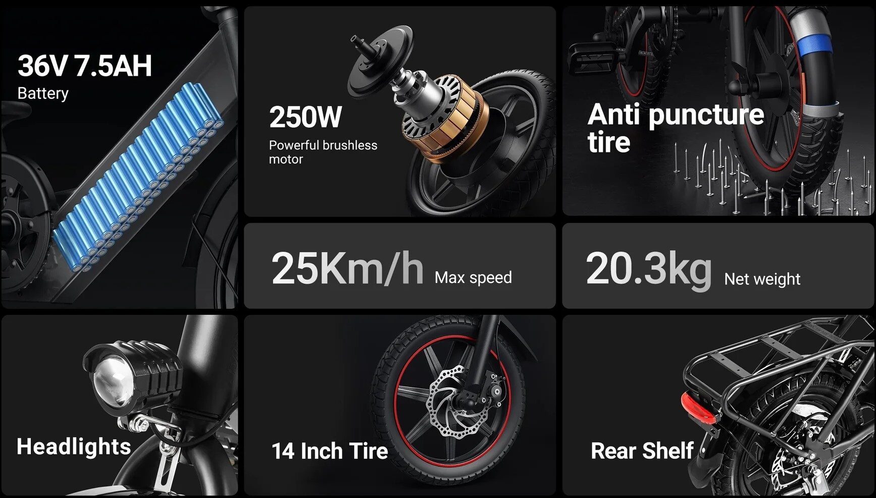 Składany rower elektryczny DYU C3 14″ – lekki e-rower miejski, zasięg 34 km, bateria 36 V 7,5 Ah 28 Składany rower elektryczny DYU C3 14″ – lekki e-rower miejski, zasięg 34 km, bateria 36 V 7,5 Ah 15