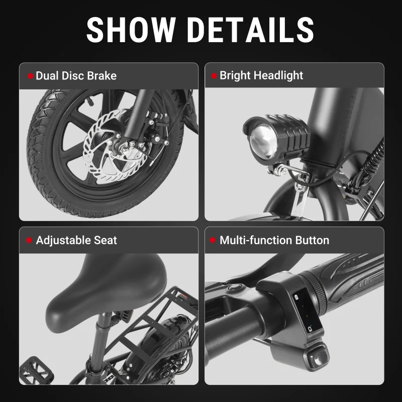 Składany rower elektryczny DYU C3 14″ – lekki e-rower miejski, zasięg 34 km, bateria 36 V 7,5 Ah 22 Składany rower elektryczny DYU C3 14″ – lekki e-rower miejski, zasięg 34 km, bateria 36 V 7,5 Ah 9