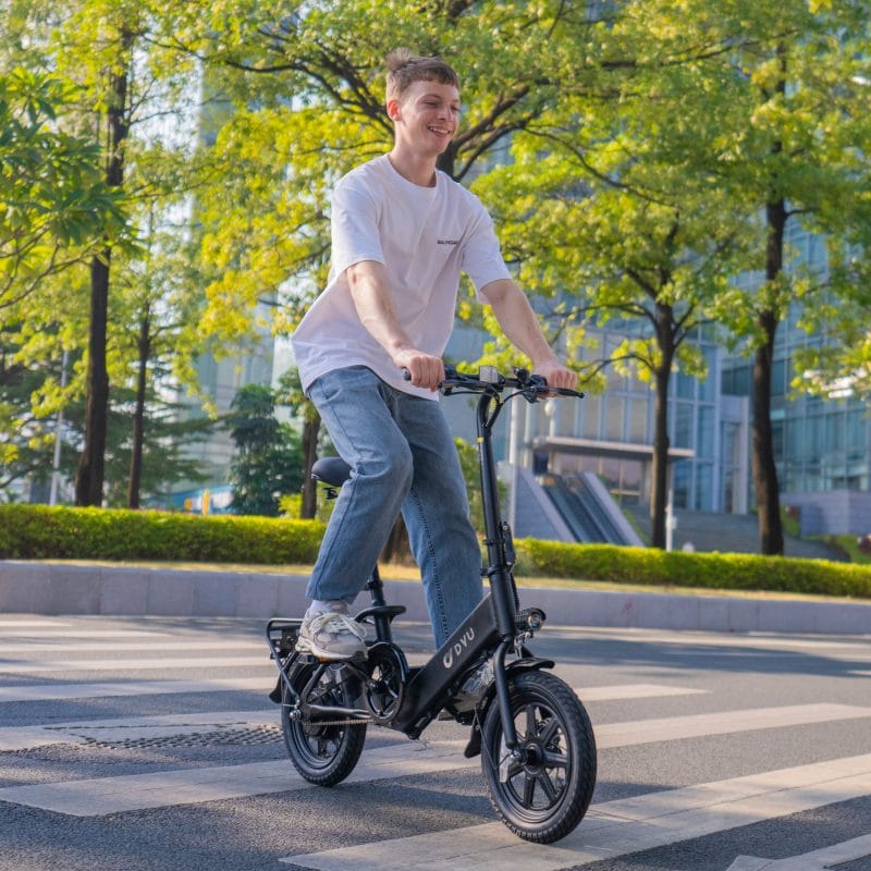 Alternative view of Składany rower elektryczny DYU C3 14″ – lekki e-rower miejski, zasięg 34 km, bateria 36 V 7,5 Ah