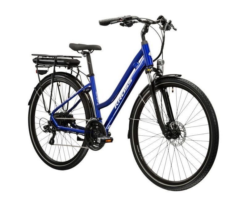 Alternative view of Kross Trans Hybrid 345 – Trekkingowy e-rower 345 Wh, niebiesko-biały połysk