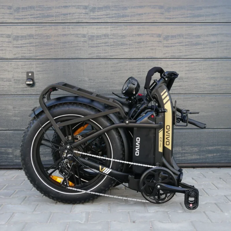 Rower elektryczny składany OVIVO C2 Pro 250W – Czarny i złoty, 20" x 4", 48V 18Ah, LCD 4