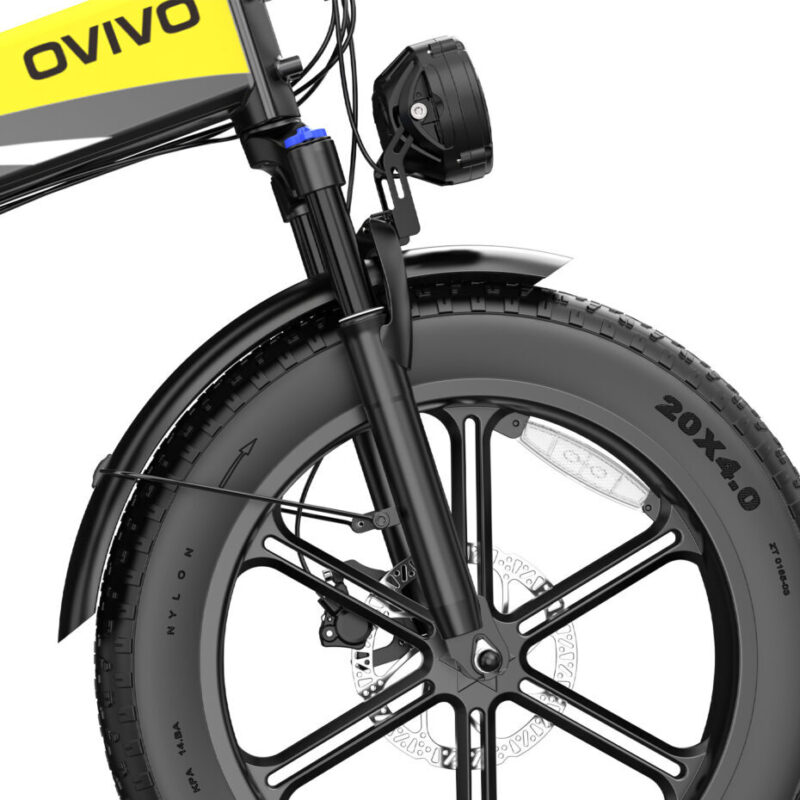 Składany e-rower OVIVO V2 PRO 2.0 czarno-żółty – 250 W, bateria 48 V 20 Ah, zasięg do 130 km 3