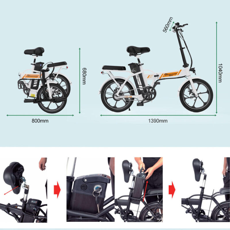 Rower elektryczny składany EVERCROSS EK5 16″ 250W z amortyzacją i zasięgiem do 45 km 7 Rower elektryczny składany EVERCROSS EK5 16″ 250W z amortyzacją i zasięgiem do 45 km 2
