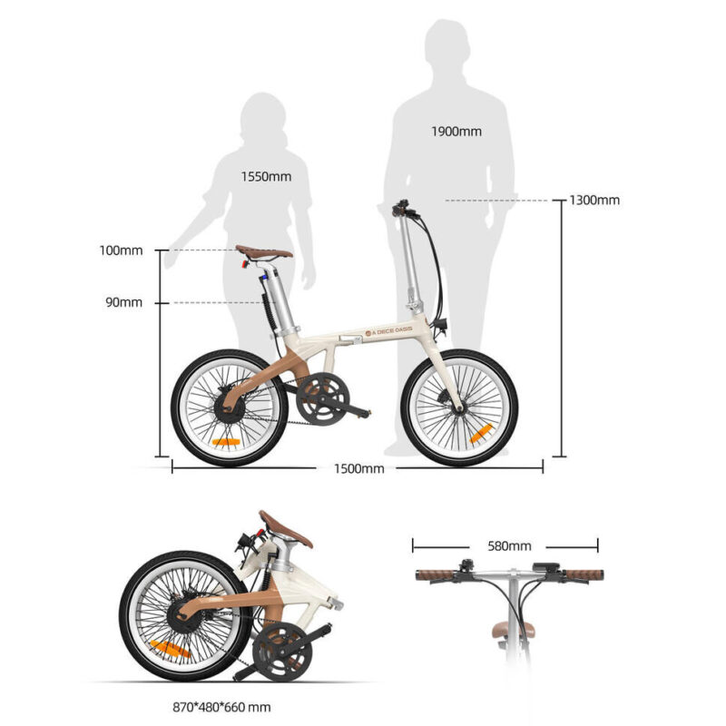 ADO Carbone składany rower elektryczny 20″ – lekki, z napędem pasowym i silnikiem BAFANG 4