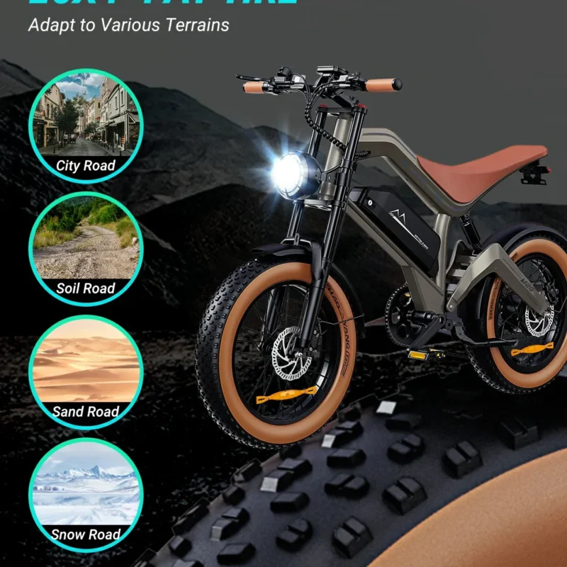 Mocny E-Rower 20″ 750W z Dużym Zasięgiem i Oponami Terenowymi 5